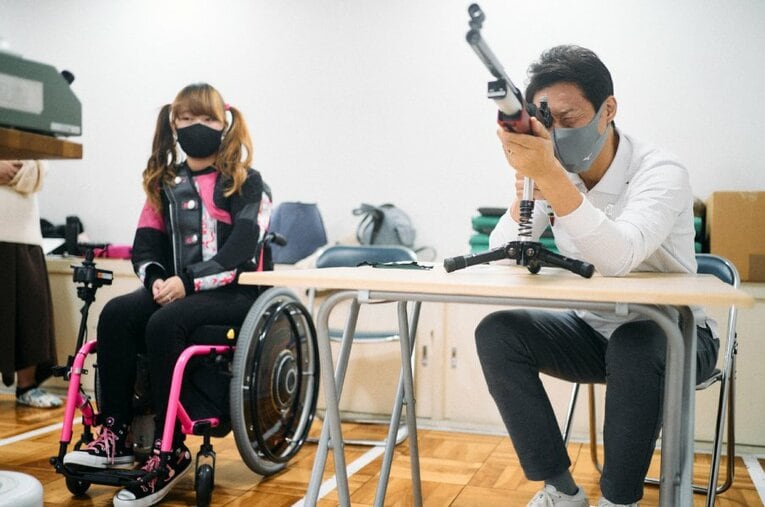 試合ですら緊張しないという水田光夏選手。初対面の松岡さんにも冷静な対応だった ／ photograph by Yuki Suenaga