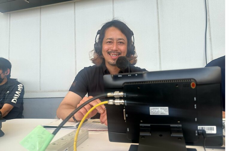 沖縄・那覇で行われたオリックスーロッテ戦を解説した大嶺さん　©︎Chiba Lotte Marines