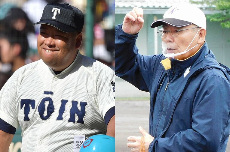 大阪桐蔭・西谷浩一監督と中村順司氏。高校野球が誇る名将だ　©Hideki Sugiyama/Jun Aida