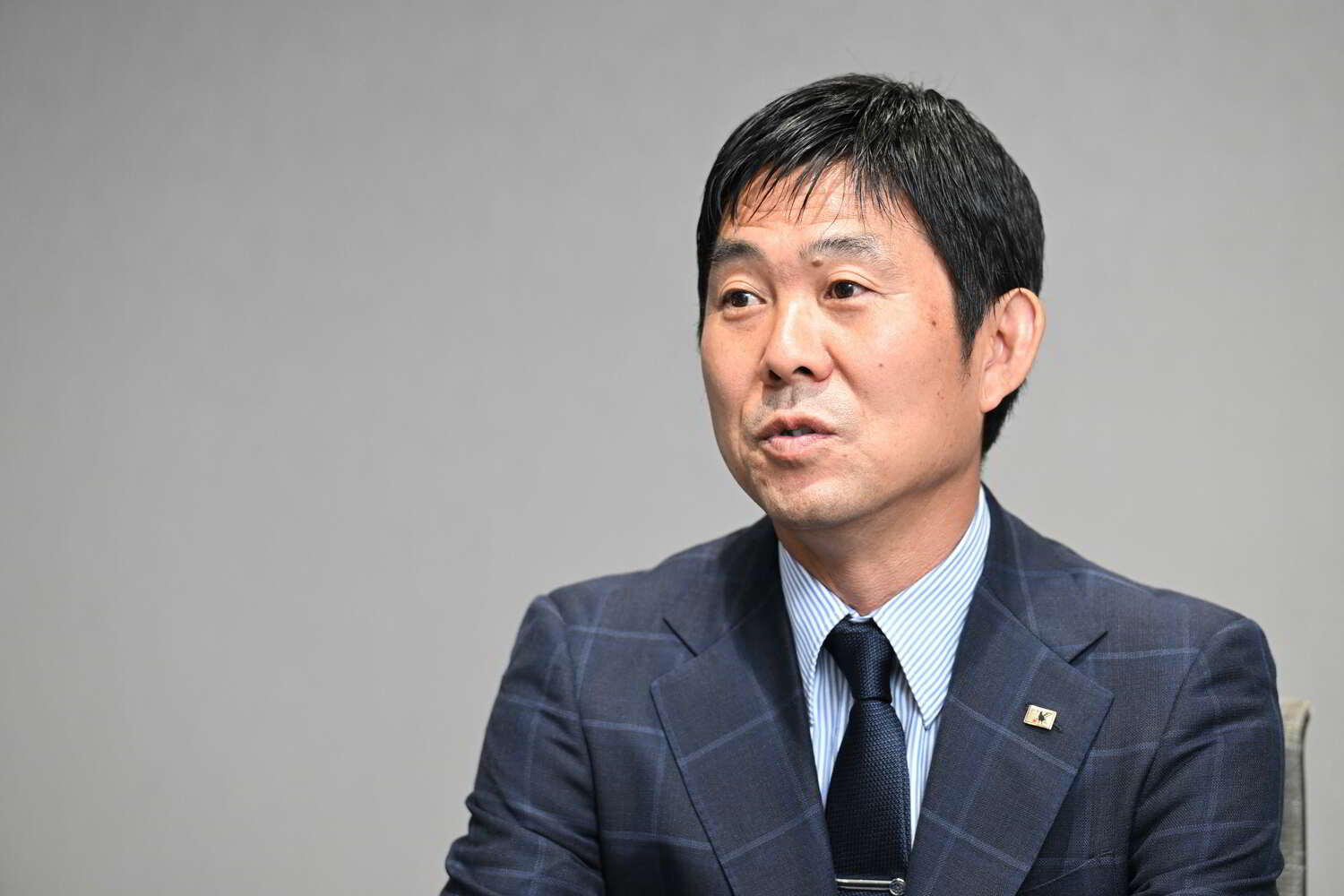 NumberWebのインタビューに応じた森保一監督（56歳）　©Keiji Ishikawa