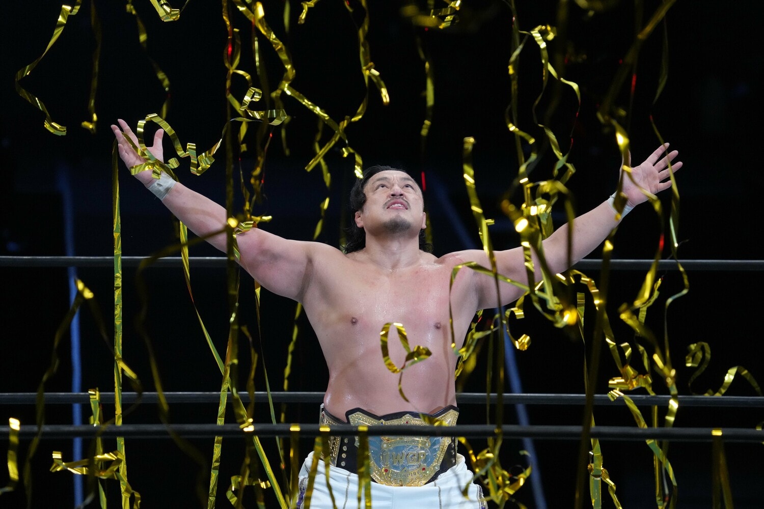 IWGP世界王座5度目の防衛に成功した後藤洋央紀　©Essei Hara