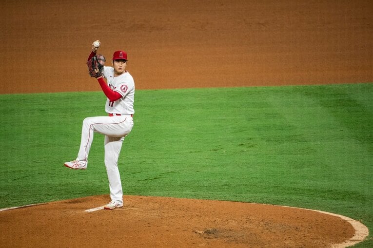 2021年の大谷の投球フォーム　©Nanae Suzuki