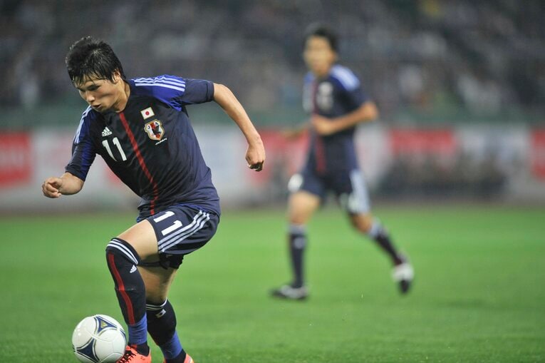日本代表でプレーする宮市（2012年）©︎Miki Fukano