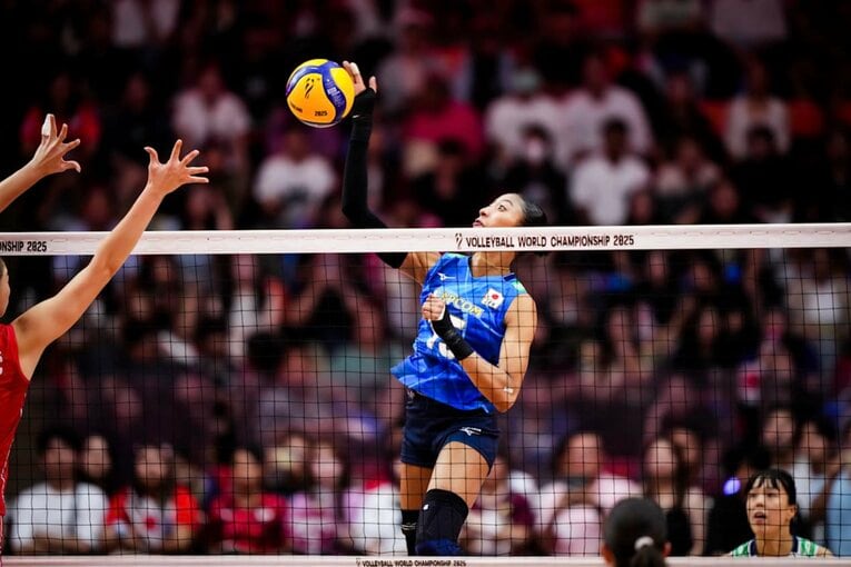 宮部藍梨（2025年世界選手権・セルビア戦）©︎Volleyball World