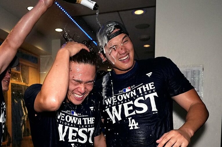 ナ・リーグ西地区3連覇を果たしたドジャース。ここ12年で11回の地区優勝、大谷翔平や山本由伸も日々味わう“常勝軍団たる理由”とは ／ photograph by AP/AFLO