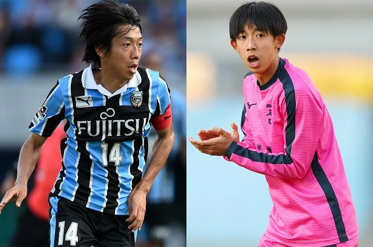 父・中村憲剛を彷彿とさせる姿が話題を集めた日大藤沢・中村龍剛（2年）。選手権では“等々力”のピッチに立った ／ photograph by Etsuo Hara/Getty Images（Kengo）,Naoki Morita/AFLO SPORT（Ryugo）