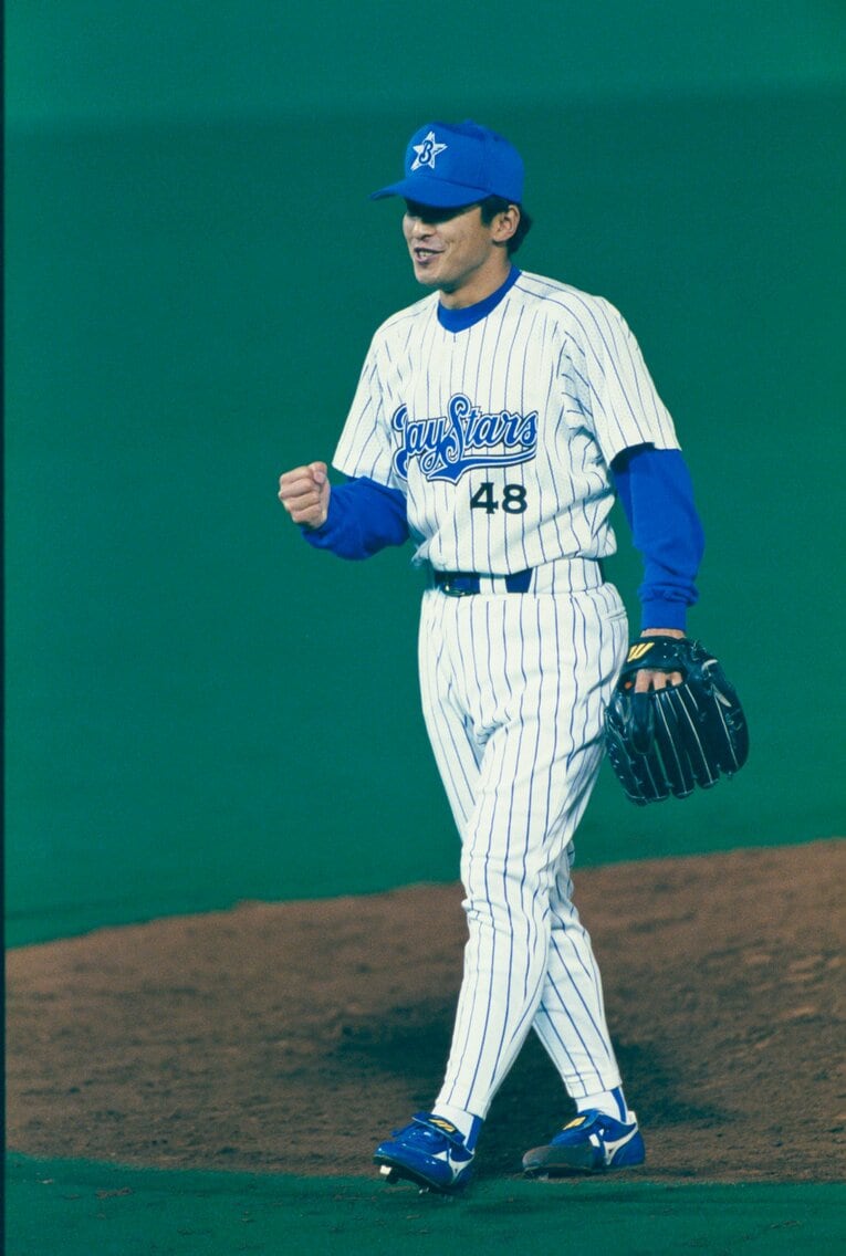 中継ぎのエース格として98年Vにも大きく貢献した島田直也　©Takao Yamada