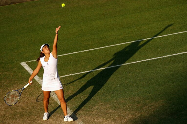 グランドスラム本戦初勝利をあげた2010年のウィンブルドンでの森田あゆみ（当時20歳） ／ photograph by Getty Images