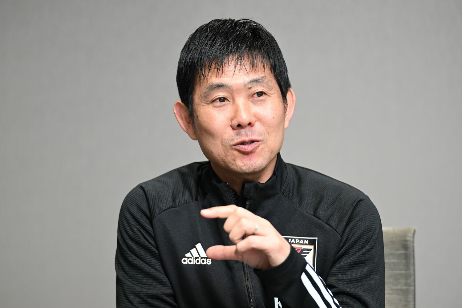 NumberWebのインタビューに応じた森保一監督（56歳）　©Keiji Ishikawa