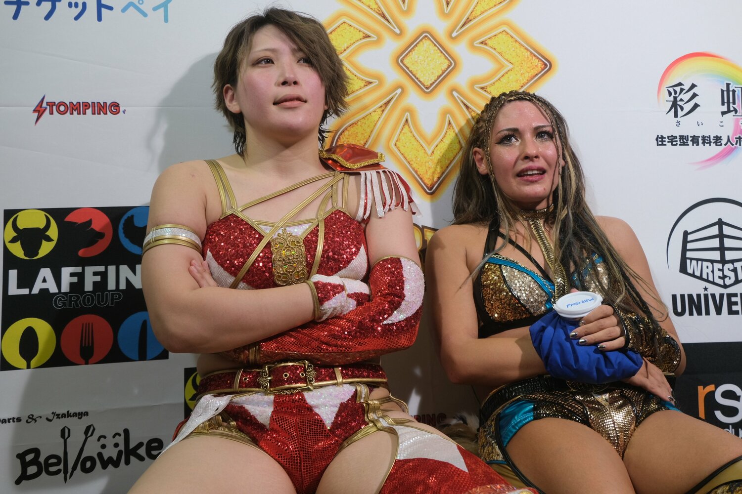 旗揚げ戦で黒星となったジュリアと林下。ジュリアは試合での負傷により当面、欠場に ©Norihiro Hashimoto