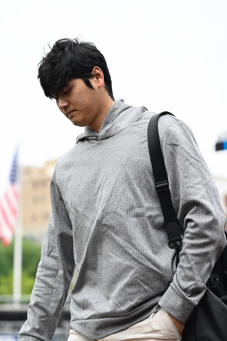 試合前、大谷が球場に到着　©Getty Images