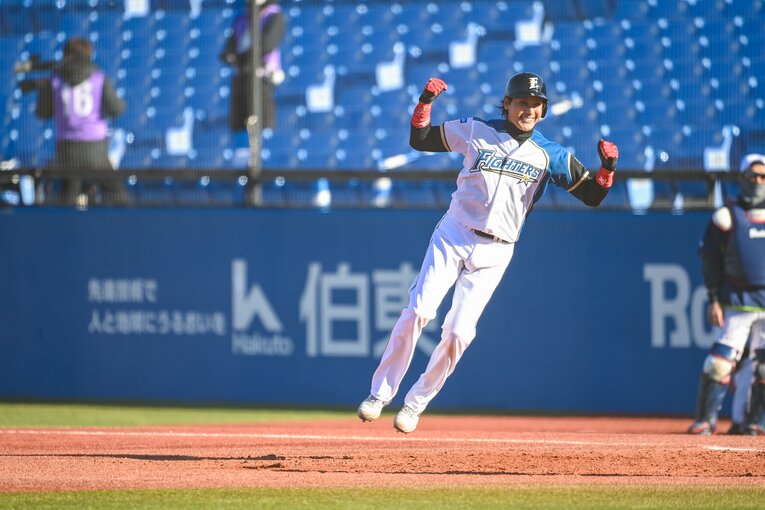 トライアウトで安打を放った新庄　©Nanae Suzuki