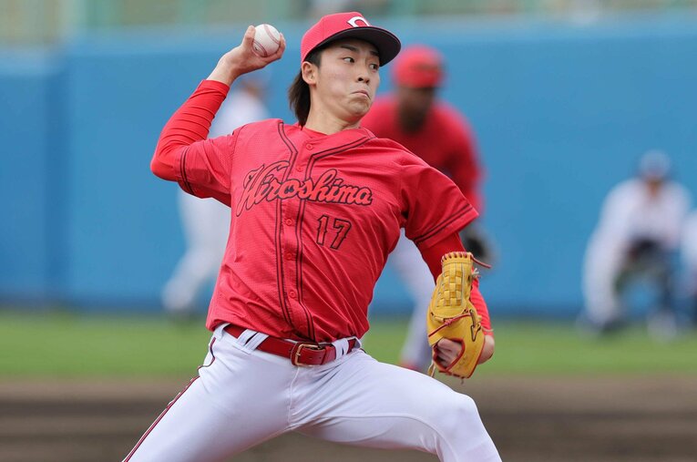 今春のキャンプ中の投球では高い評価を得ていた常広 ／ photograph by JIJI PRESS