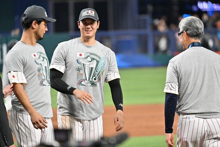 WBCではダルビッシュ（左）や大谷（中央）が大いにリーダーシップを発揮した　©︎Naoya Sanuki