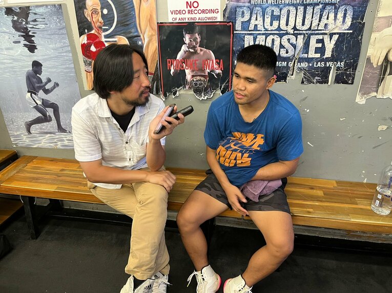 杉浦氏がラスベガスで練習中のタパレスを直撃（筆者提供）