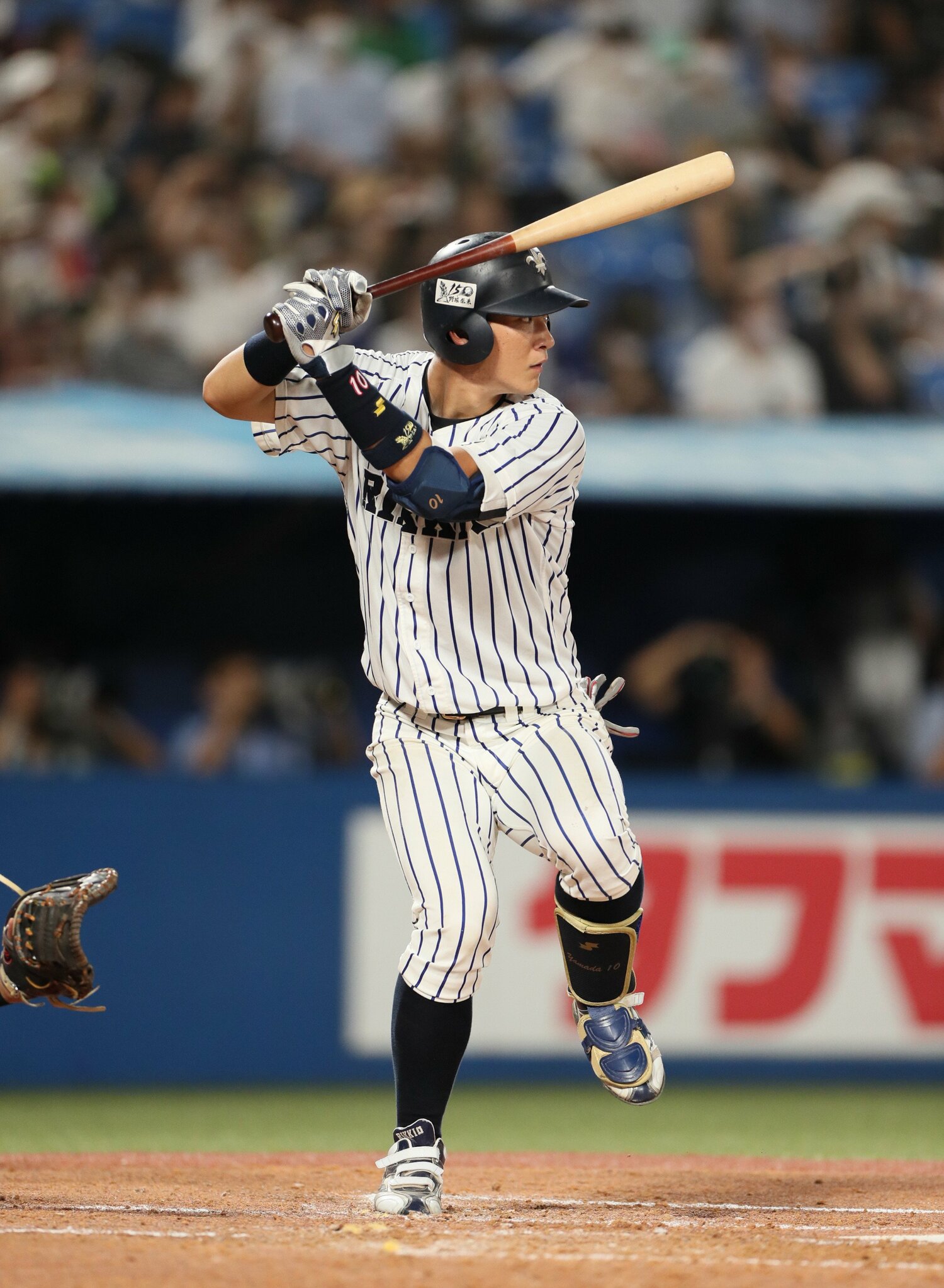 プロアマ交流試合で4番に座った山田　©JIJI PRESS