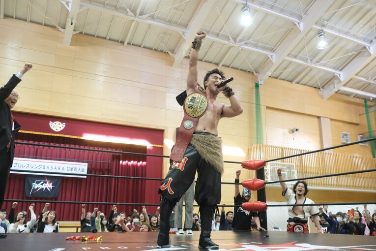 甘楽町初のプロレス興行を締めたFUMA　©Norihiro Hashimoto