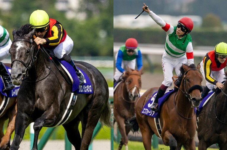 （左）今年の宝塚記念を制したクロノジェネシス（右）天皇賞・秋の完勝で勢いに乗るエフフォーリア ／ photograph by Photostud