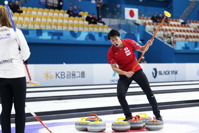 中継映像でも聞こえてくる谷田の力強い叫び。ペアの見どころの1つといえるだろう　©STEPHEN FISHER / WCF