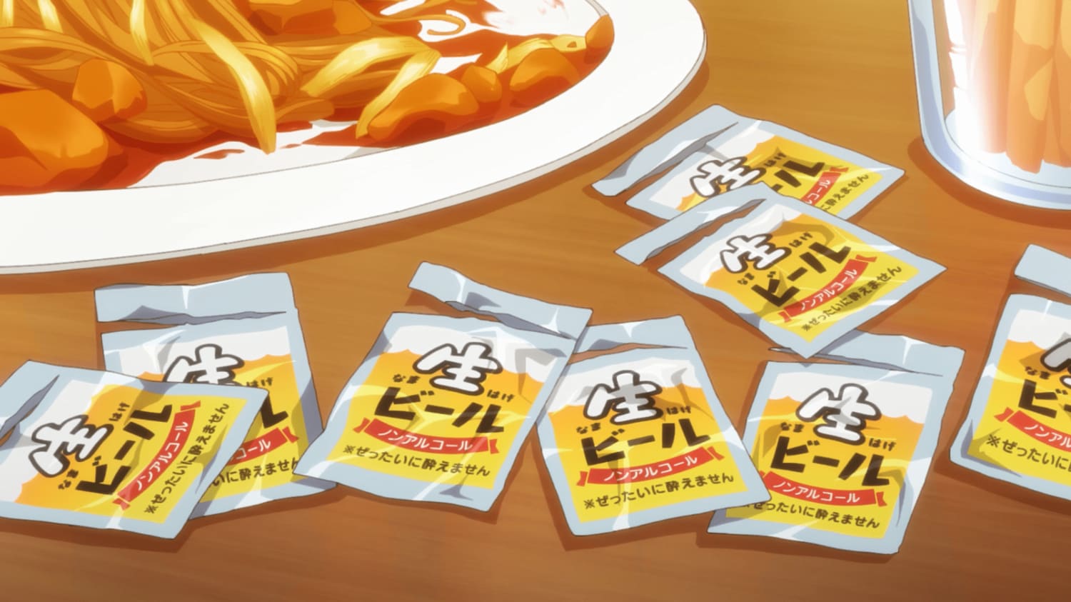 飲んでいるのはノンアルコールのなまはげビール　※ぜったいに酔えません　©2023 アニメ「ウマ娘 プリティーダービー Season 3」製作委員会