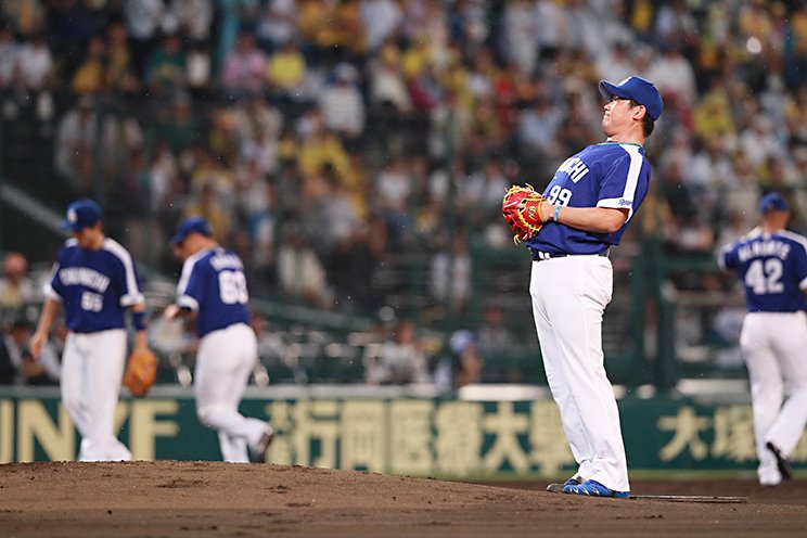 2018年9月13日、甲子園のマウンドに立つ松坂大輔 (c)Sankei Shimbun