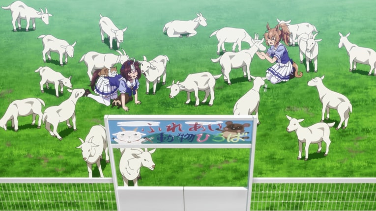 引退後、同じ牧場で仲が良かったメイショウドトウ（左）とタイキシャトル（右）　©2023 アニメ「ウマ娘 プリティーダービー Season 3」製作委員会