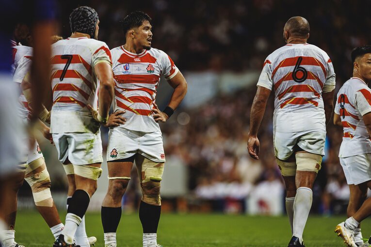 サモアの猛攻に耐えた時間帯、仲間たちに「侍タイム」と呼びかけたキャプテン姫野。全員が同じ絵を見るために作られた造語だという 　©️Kiichi Matsumoto