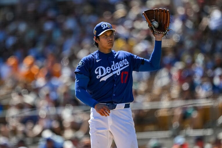 【Number現地撮影：大谷翔平の愛される日々】ドジャース再合流後の試合での大谷（写真は右に続きます）　©Nanae Suzuki