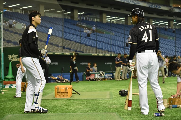 2014年の大谷と稲葉　©Hideki Sugiyama