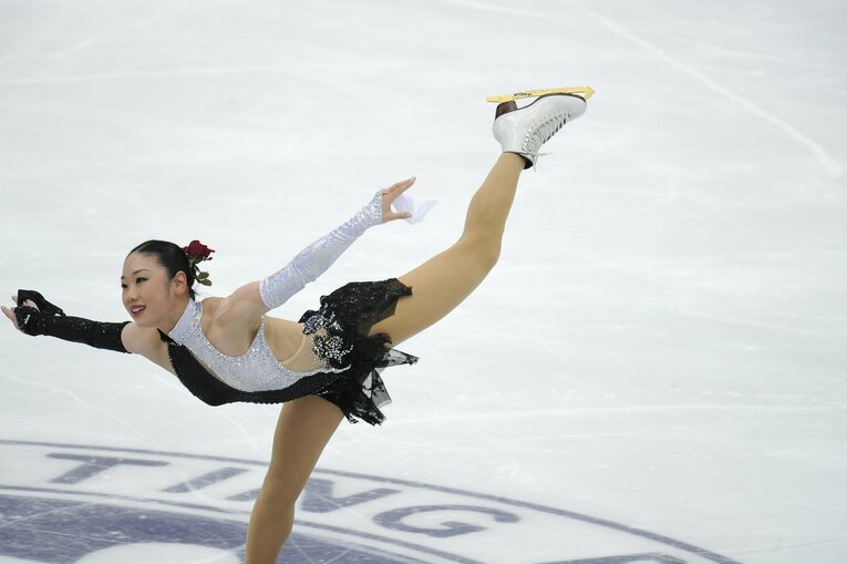 ショートプログラムを終え、2位につけた中野　©Takuya Sugiyama