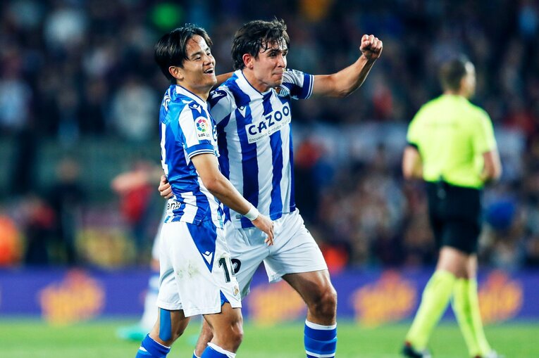 今季9点目！ 久保建英が凄まじい「バルサ撃破ドリブル、ブスケッツ退団・優勝セレモニーが同時に」カメラマンが見た“美しいカンプノウの夜”(45)