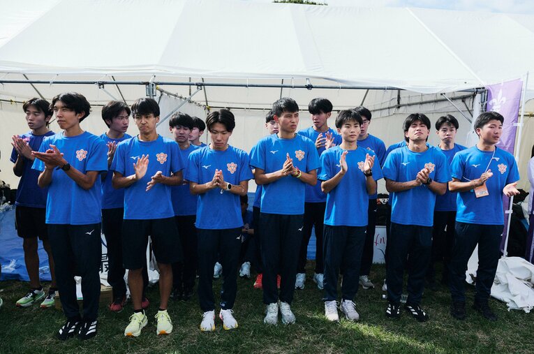 10月に行われた予選会で9位に入り、78年連続78回目の箱根駅伝出場を決めた日体大の選手たち。一方でチームを率いる監督からは意外な言葉もあった　©Yuki Suenaga