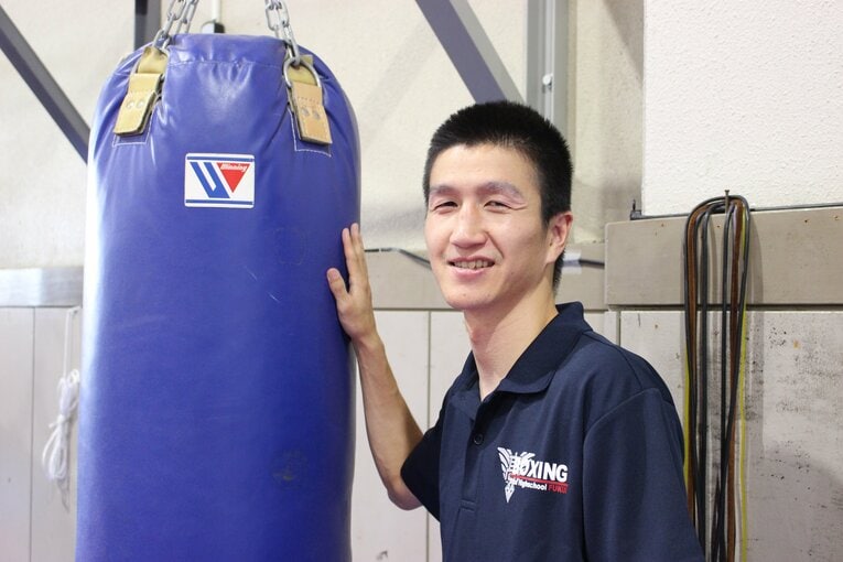2024年8月、羽水高校のボクシング練習場で　©Number Web