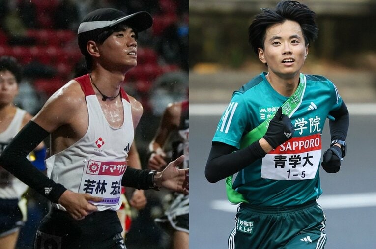 見慣れたフレッシュグリーンではなく、4月に入社した日本生命のユニフォームで登場した若林宏樹。「若の神」第一線でのラストランの模様は…？ ／ photograph by (L)Satoshi Wada、(R)JMPA