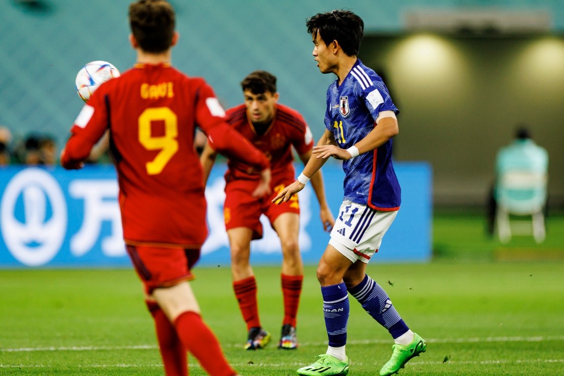 カタールW杯スペイン戦の久保　©Kiichi Matsumoto/JMPA