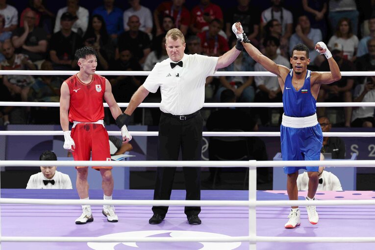 パリ五輪57kg級、準々決勝で敗れた原田　©JIJI PRESS