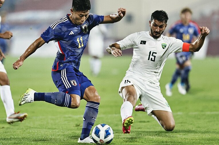 大岩剛監督率いるU-22日本代表は、細谷真大の2ゴールなど6－0の大勝でパリ五輪切符獲得への第一歩を踏み出した ／ photograph by Kyodo News