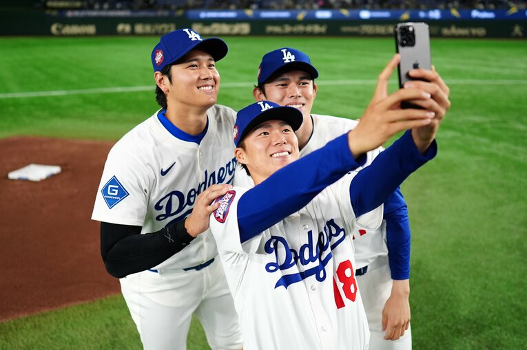 世界一チームの主力として活躍する大谷、山本、佐々木朗希　©Getty Images