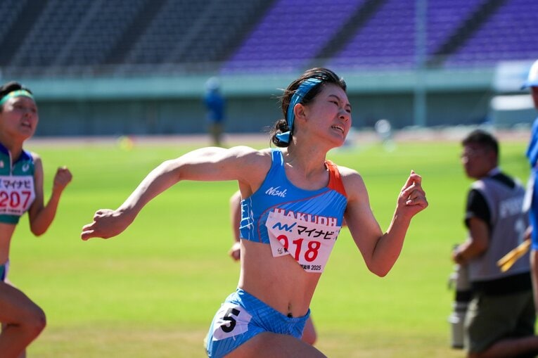 インターハイ決勝で高校新記録をマークした白鷗大足利の2年生・石原　©Satoshi Wada