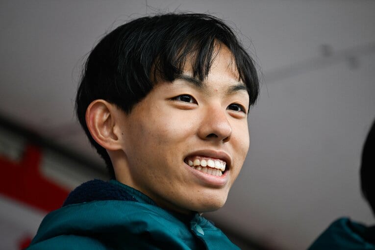 会見で喜びを語る黒田　©Nanae Suzuki