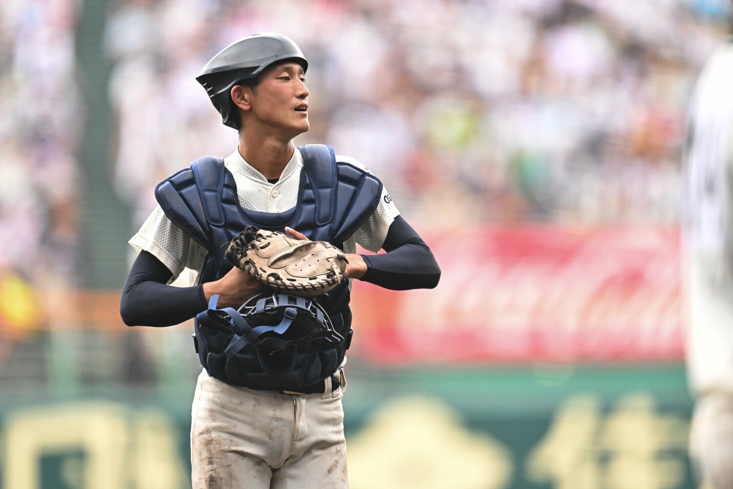 捕手としてのプレー期間はまだ短く、松尾の伸びしろと言えるかもしれない ©Nanae Suzuki