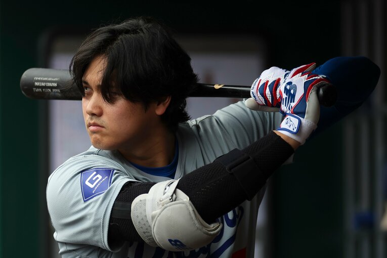 髪を切る前の大谷　©Getty Images