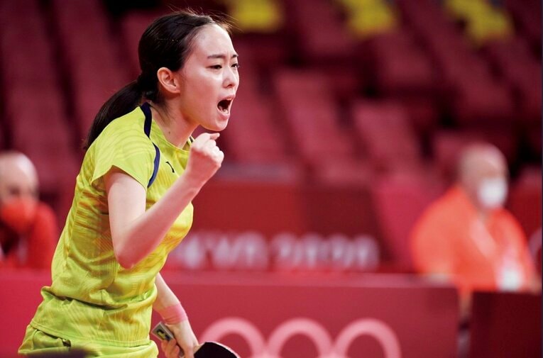 '21年東京五輪では伊藤美誠、平野美宇とともに団体銀メダルを獲得した　©Itaru Chiba