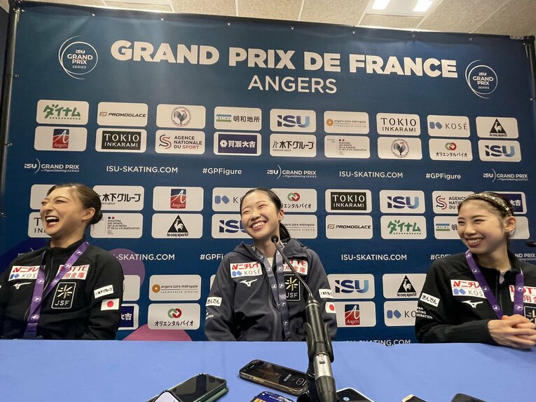 記者会見での日本勢　©Akiko Tamura