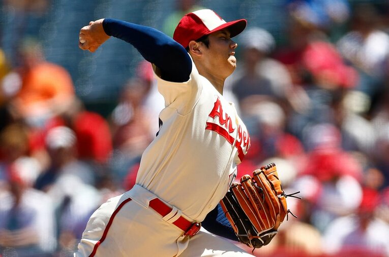 降板となる直前の投球シーン。右肘の負傷は大谷翔平の未来に大きく影響しそうだ　©Getty Images