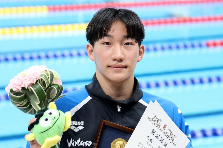3月に行われた競泳の日本選手権で平泳ぎ3冠を達成した17歳の大橋信。100mでは日本新記録もマークした ／ photograph by JIJI PRESS