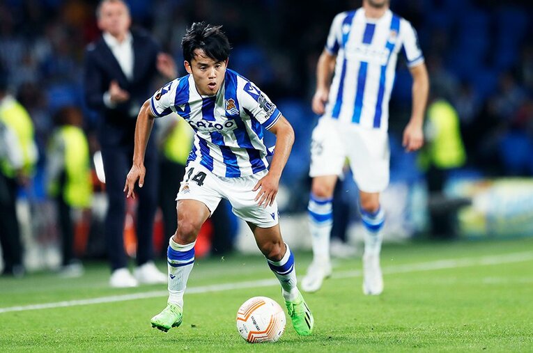 ELシェリフ戦、右サイドで途中出場してアシストをマークした久保建英 ／ photograph by Daisuke Nakashima