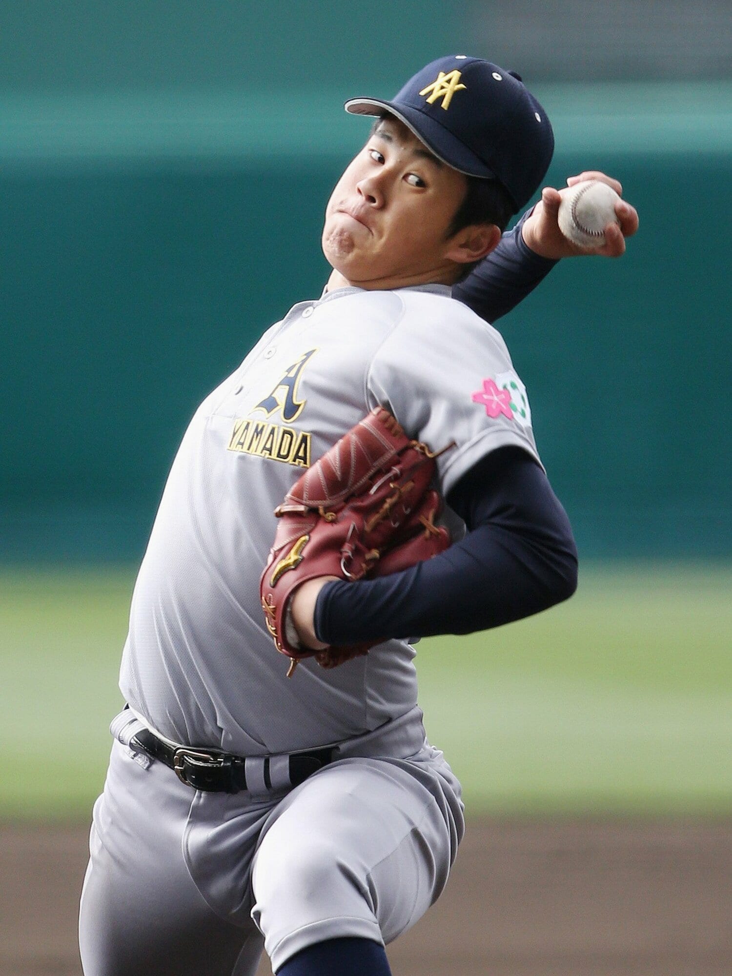 2016年、センバツで甲子園のマウンドに立った堀岡 ©JIJI PRESS