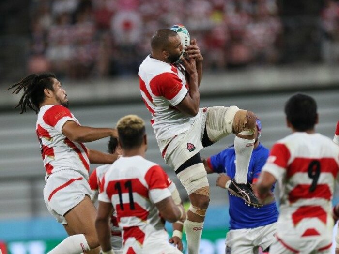 サモアを押し込んだ歴史的スクラム。ヒーローはいない、ONE TEAMだ。＜Number Web＞ photograph by Naoya Sanuki