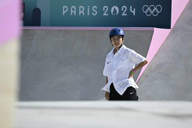 東京五輪銅メダリストの西矢椛はベストトリックを決めきれず7位に終わる　©Asami Enomoto／JMPA
